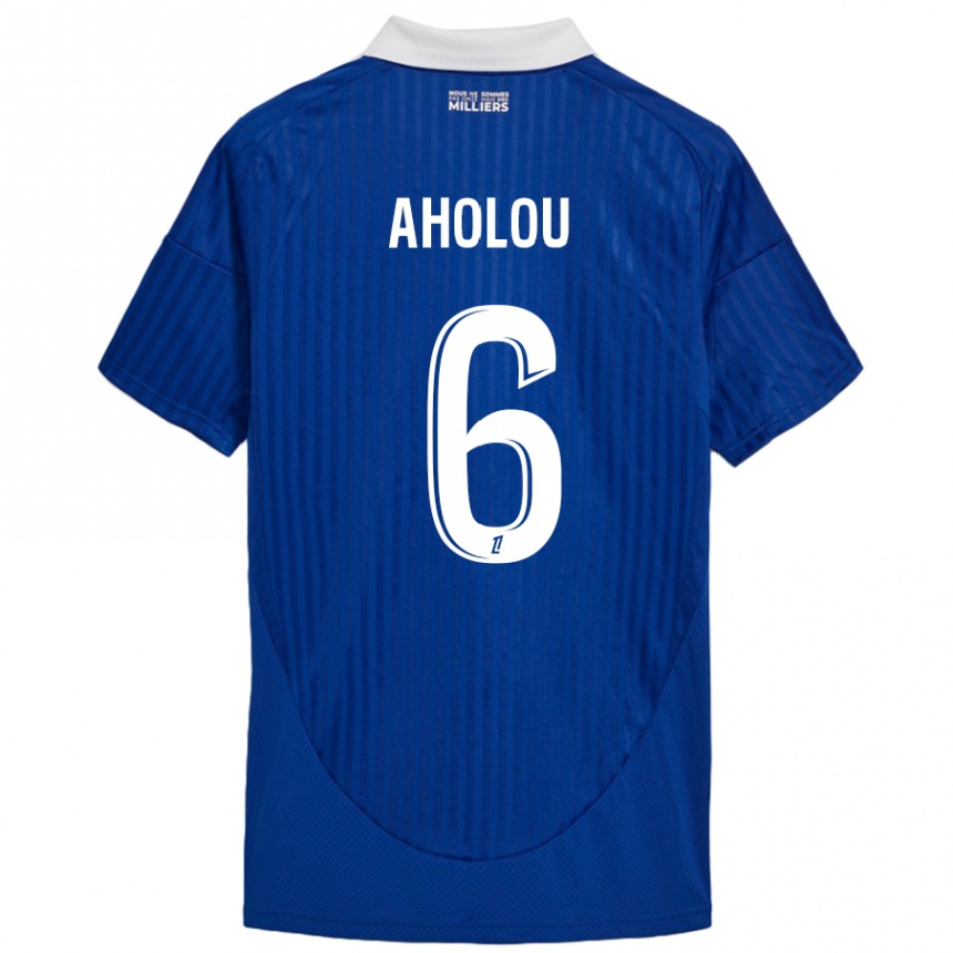 Herren Fußball Jean-Eudes Aholou #6 Blau Weiß Heimtrikot Trikot 2024/25 T-Shirt Luxemburg