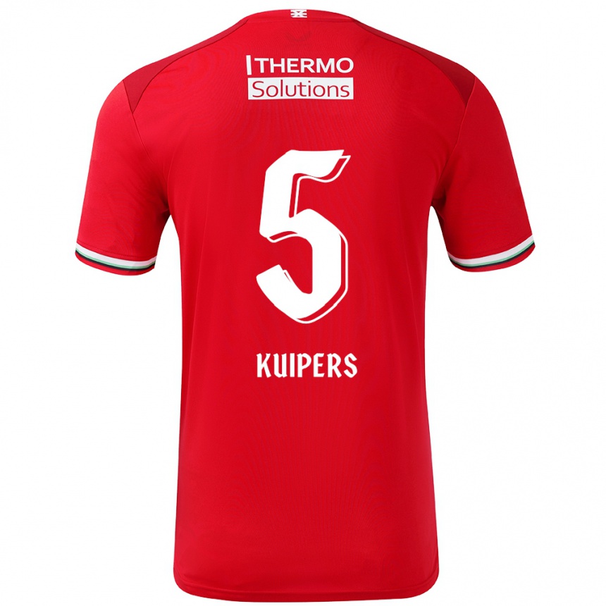 Herren Fußball Bas Kuipers #5 Rot Weiß Heimtrikot Trikot 2024/25 T-Shirt Luxemburg