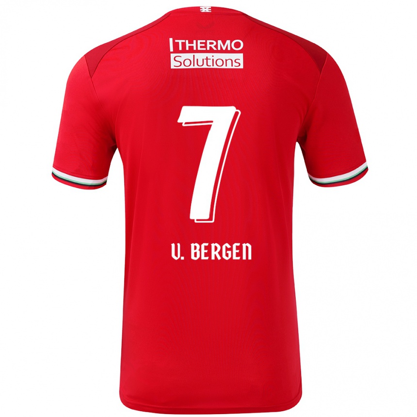 Herren Fußball Mitchell Van Bergen #7 Rot Weiß Heimtrikot Trikot 2024/25 T-Shirt Luxemburg