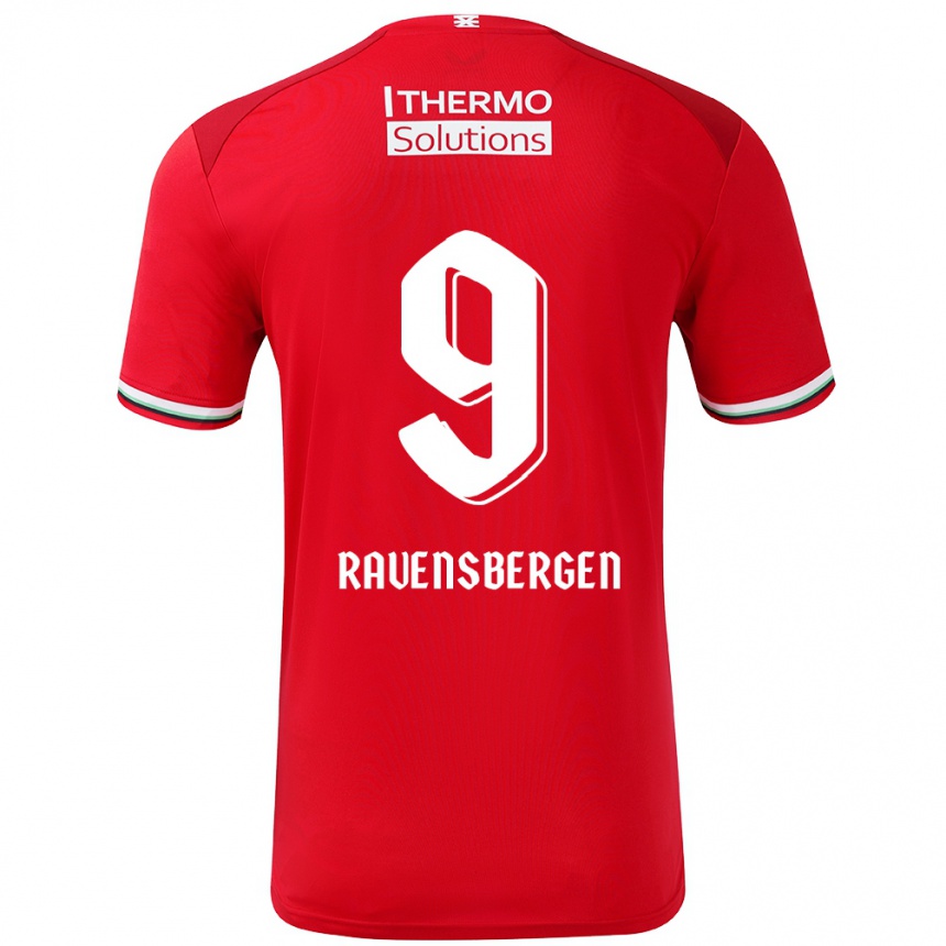 Herren Fußball Jaimy Ravensbergen #9 Rot Weiß Heimtrikot Trikot 2024/25 T-Shirt Luxemburg