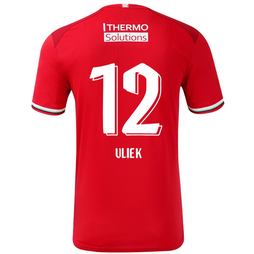 Herren Fußball Leonie Vliek #12 Rot Weiß Heimtrikot Trikot 2024/25 T-Shirt Luxemburg