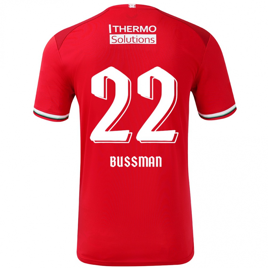 Herren Fußball Fiene Bussman #22 Rot Weiß Heimtrikot Trikot 2024/25 T-Shirt Luxemburg