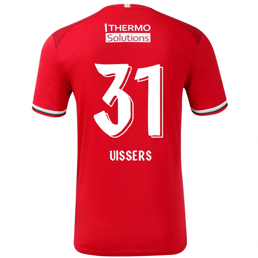 Herren Fußball Kiki Vissers #31 Rot Weiß Heimtrikot Trikot 2024/25 T-Shirt Luxemburg