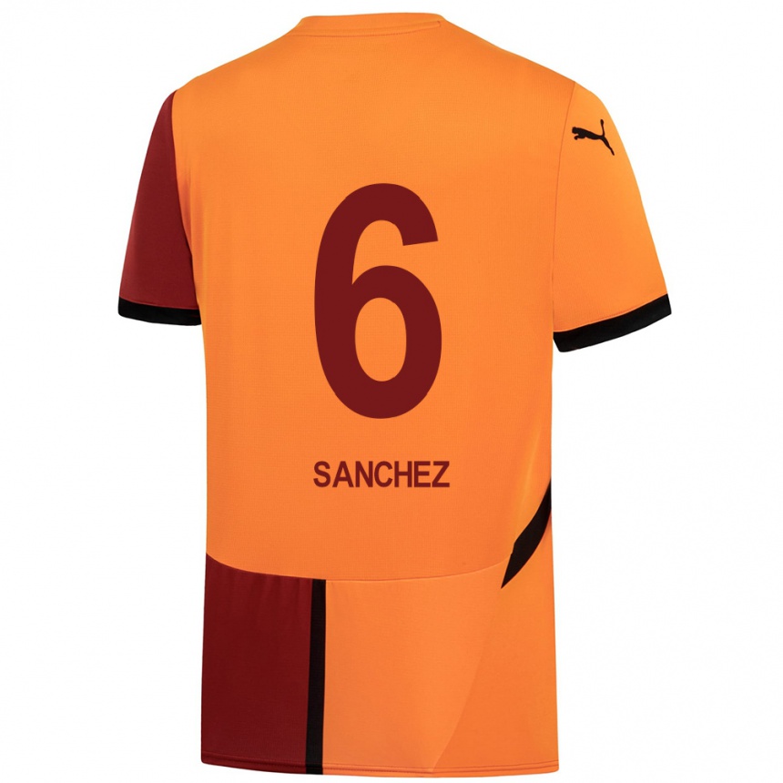 Herren Fußball Davinson Sanchez #6 Gelb Rot Heimtrikot Trikot 2024/25 T-Shirt Luxemburg