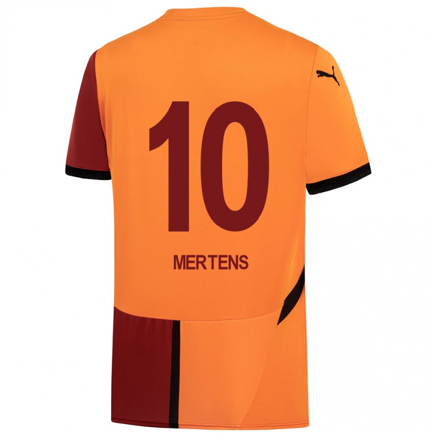 Herren Fußball Dries Mertens #10 Gelb Rot Heimtrikot Trikot 2024/25 T-Shirt Luxemburg