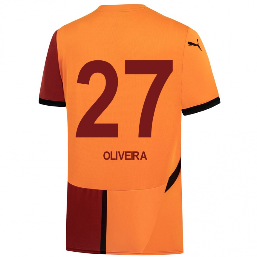 Herren Fußball Sérgio Oliveira #27 Gelb Rot Heimtrikot Trikot 2024/25 T-Shirt Luxemburg