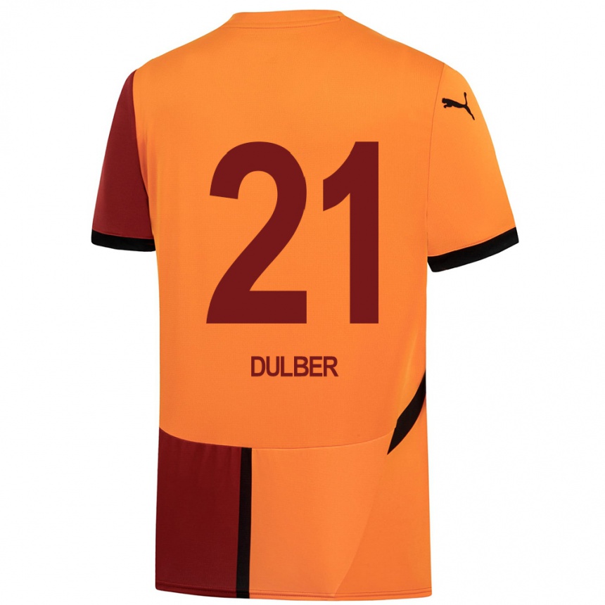 Herren Fußball Didem Dülber #21 Gelb Rot Heimtrikot Trikot 2024/25 T-Shirt Luxemburg