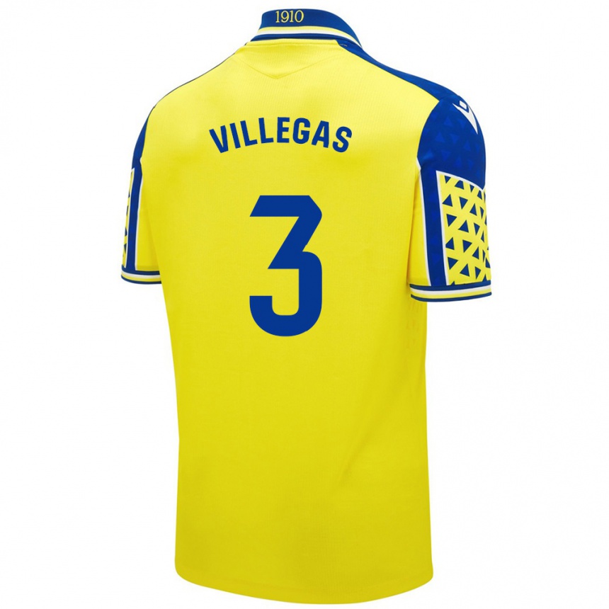 Herren Fußball Virginia Villegas Rico #3 Gelb Blau Heimtrikot Trikot 2024/25 T-Shirt Luxemburg