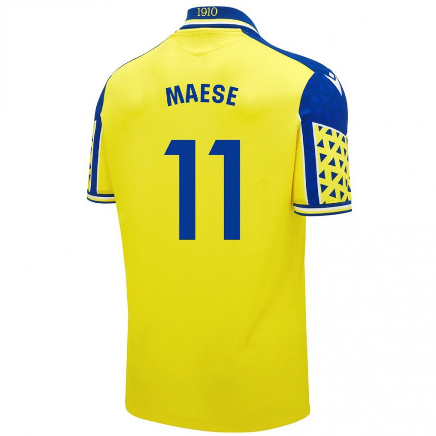 Herren Fußball María Del Carmen Maese Gaitán #11 Gelb Blau Heimtrikot Trikot 2024/25 T-Shirt Luxemburg