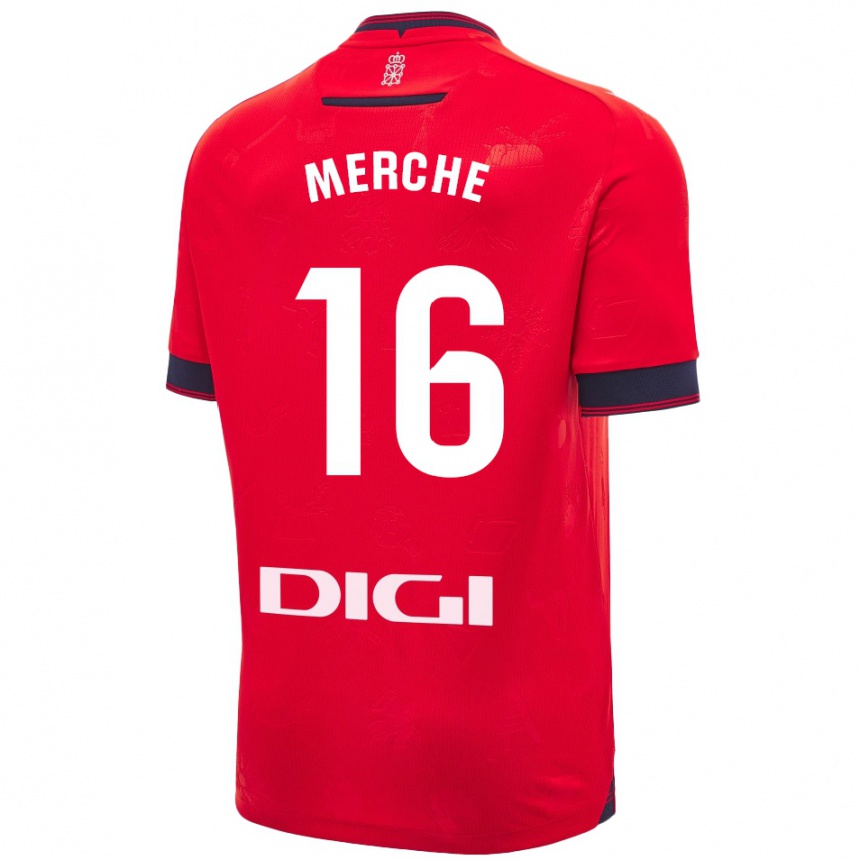 Herren Fußball Merche Izal García #16 Rot Weiß Heimtrikot Trikot 2024/25 T-Shirt Luxemburg