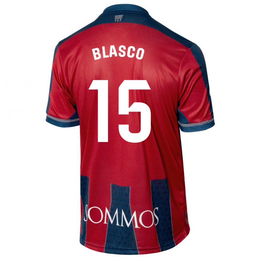 Herren Fußball Jérémy Blasco #15 Rot Blau Heimtrikot Trikot 2024/25 T-Shirt Luxemburg