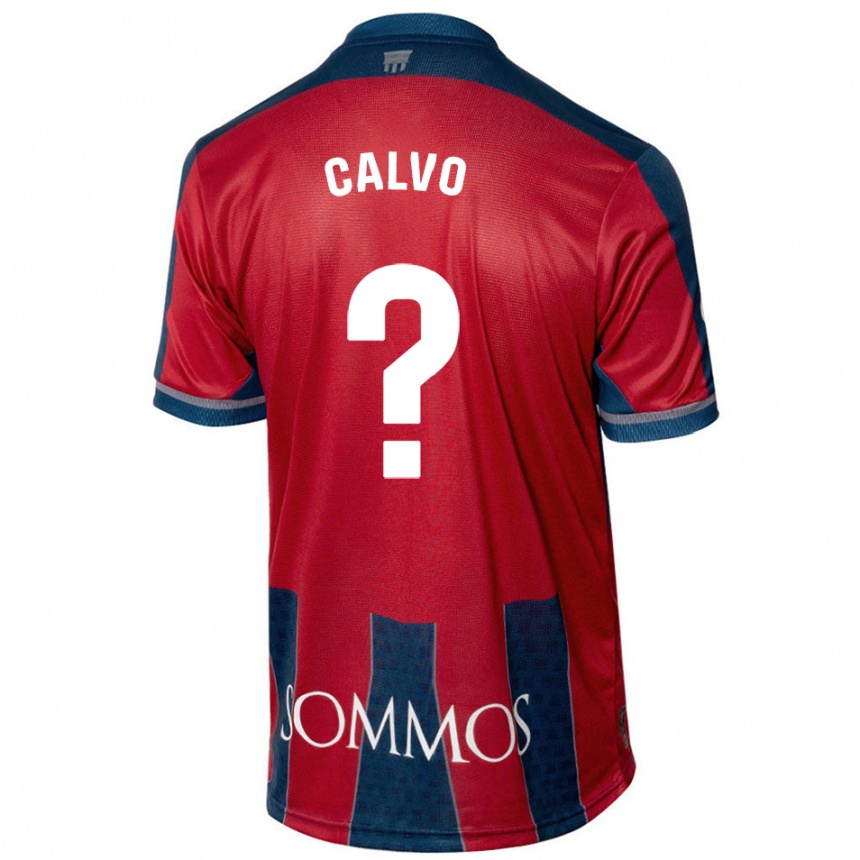 Herren Fußball Álex Calvo #0 Rot Blau Heimtrikot Trikot 2024/25 T-Shirt Luxemburg