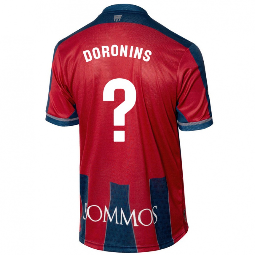 Herren Fußball Nikita Doronins #0 Rot Blau Heimtrikot Trikot 2024/25 T-Shirt Luxemburg