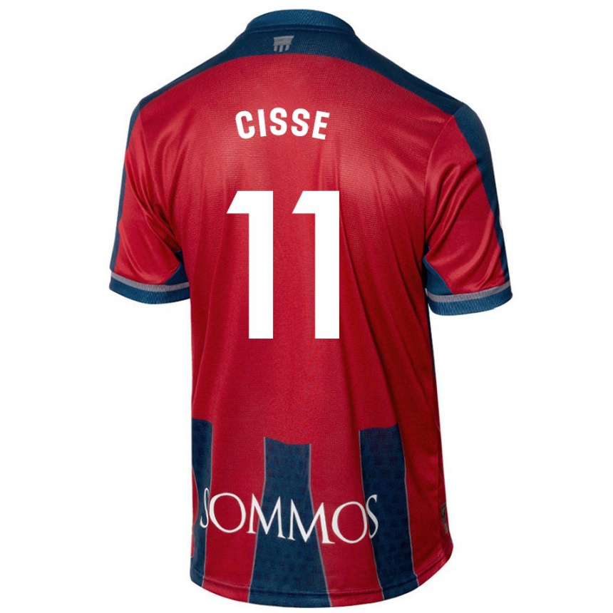 Herren Fußball Bakary Cissé #11 Rot Blau Heimtrikot Trikot 2024/25 T-Shirt Luxemburg