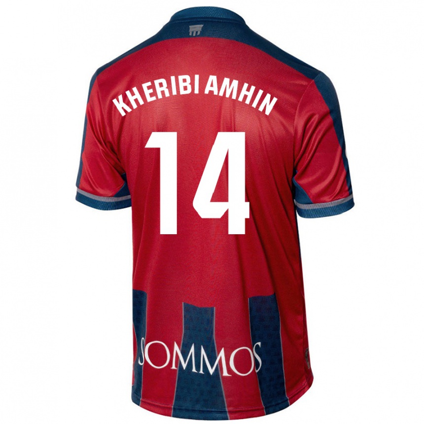 Herren Fußball Nabil Kheribi Amhin #14 Rot Blau Heimtrikot Trikot 2024/25 T-Shirt Luxemburg