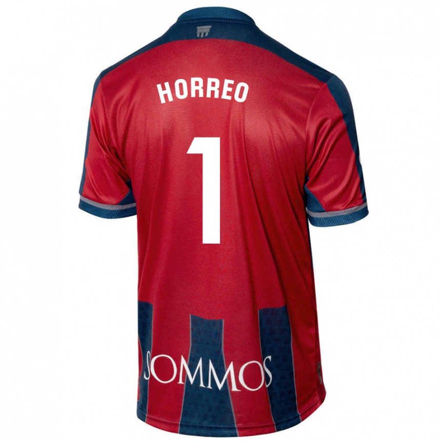 Herren Fußball Berto Hórreo #1 Rot Blau Heimtrikot Trikot 2024/25 T-Shirt Luxemburg