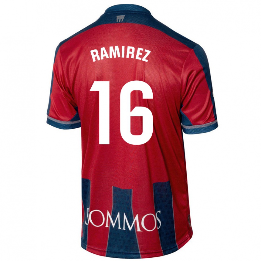 Herren Fußball Vanesa Ramírez #16 Rot Blau Heimtrikot Trikot 2024/25 T-Shirt Luxemburg