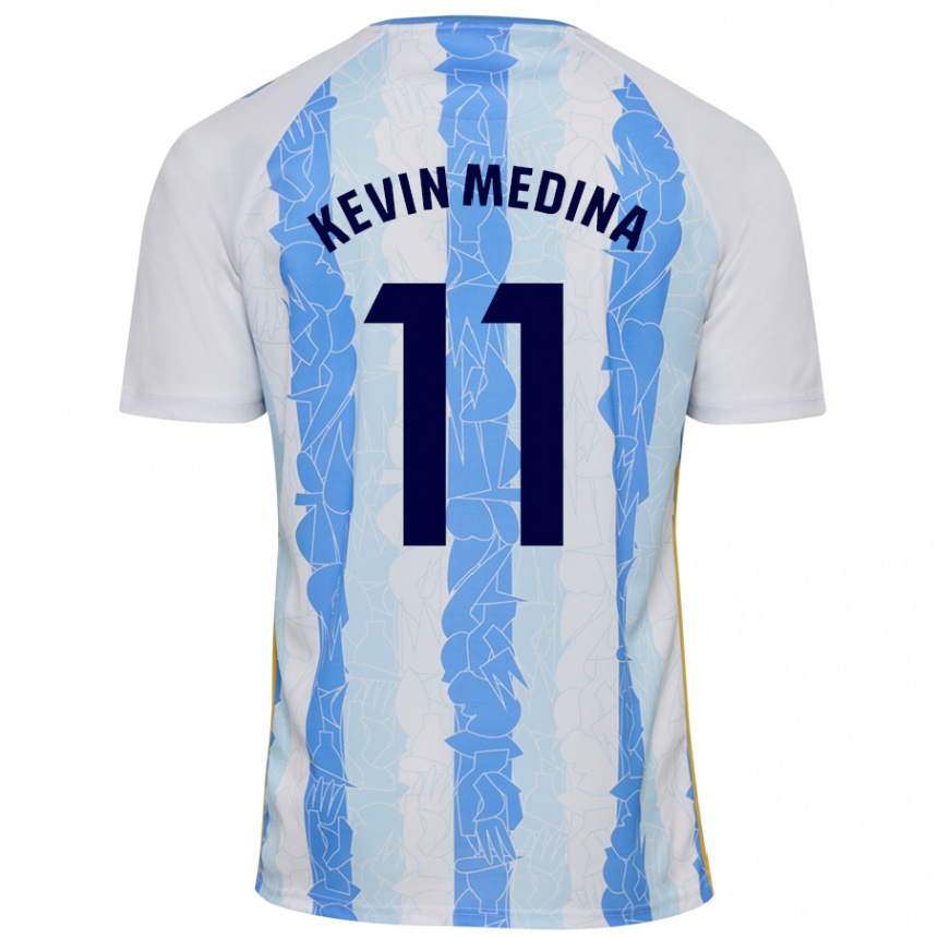 Herren Fußball Kevin Medina #11 Weiß Blau Heimtrikot Trikot 2024/25 T-Shirt Luxemburg