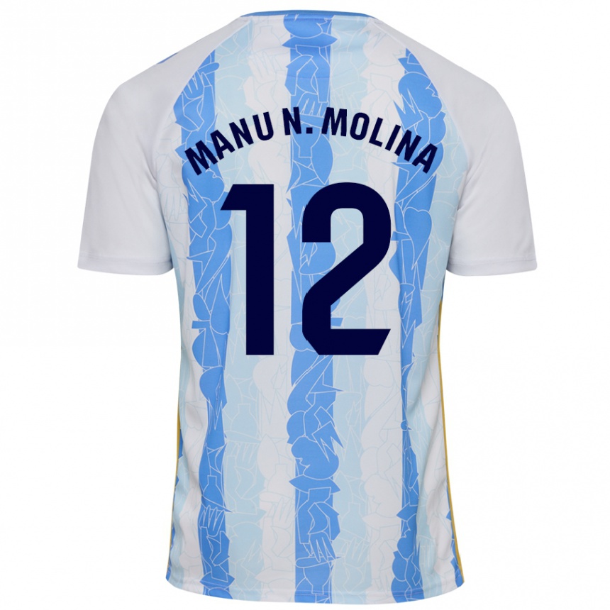 Herren Fußball Manu Molina #12 Weiß Blau Heimtrikot Trikot 2024/25 T-Shirt Luxemburg