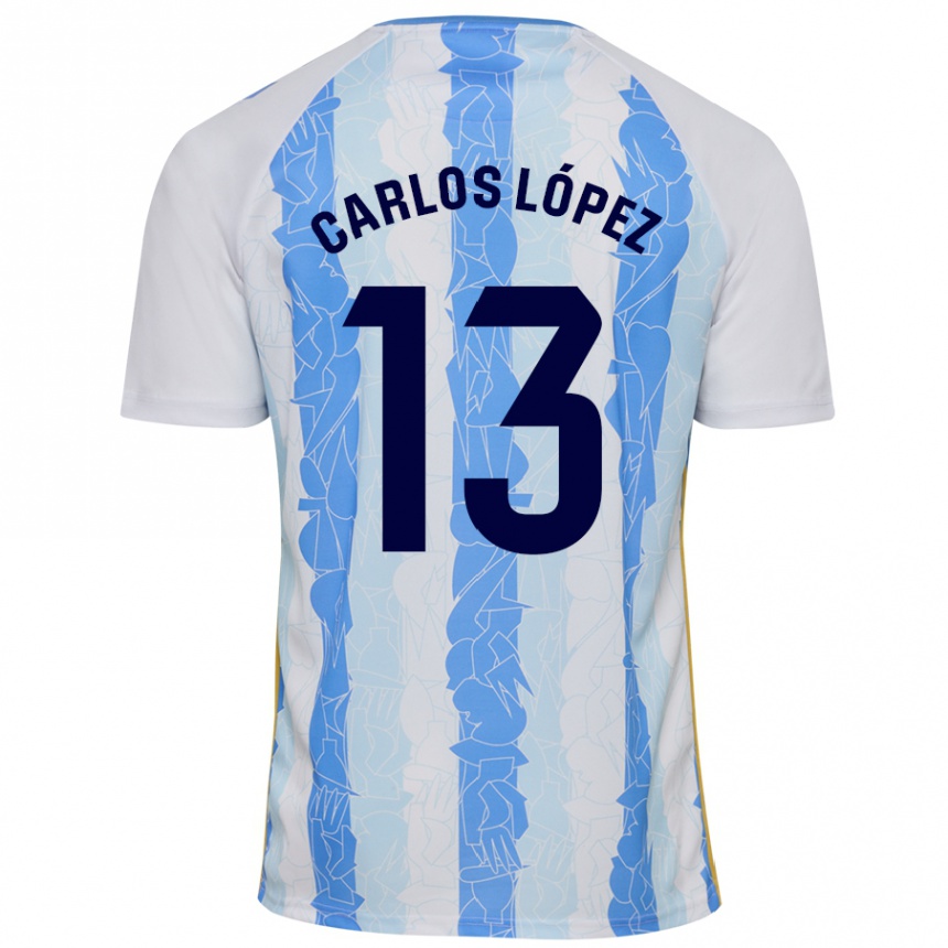 Herren Fußball Carlos López #13 Weiß Blau Heimtrikot Trikot 2024/25 T-Shirt Luxemburg