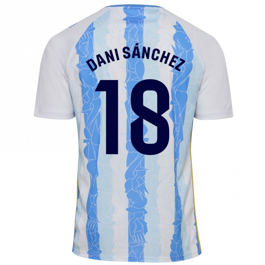 Herren Fußball Dani Sánchez #18 Weiß Blau Heimtrikot Trikot 2024/25 T-Shirt Luxemburg