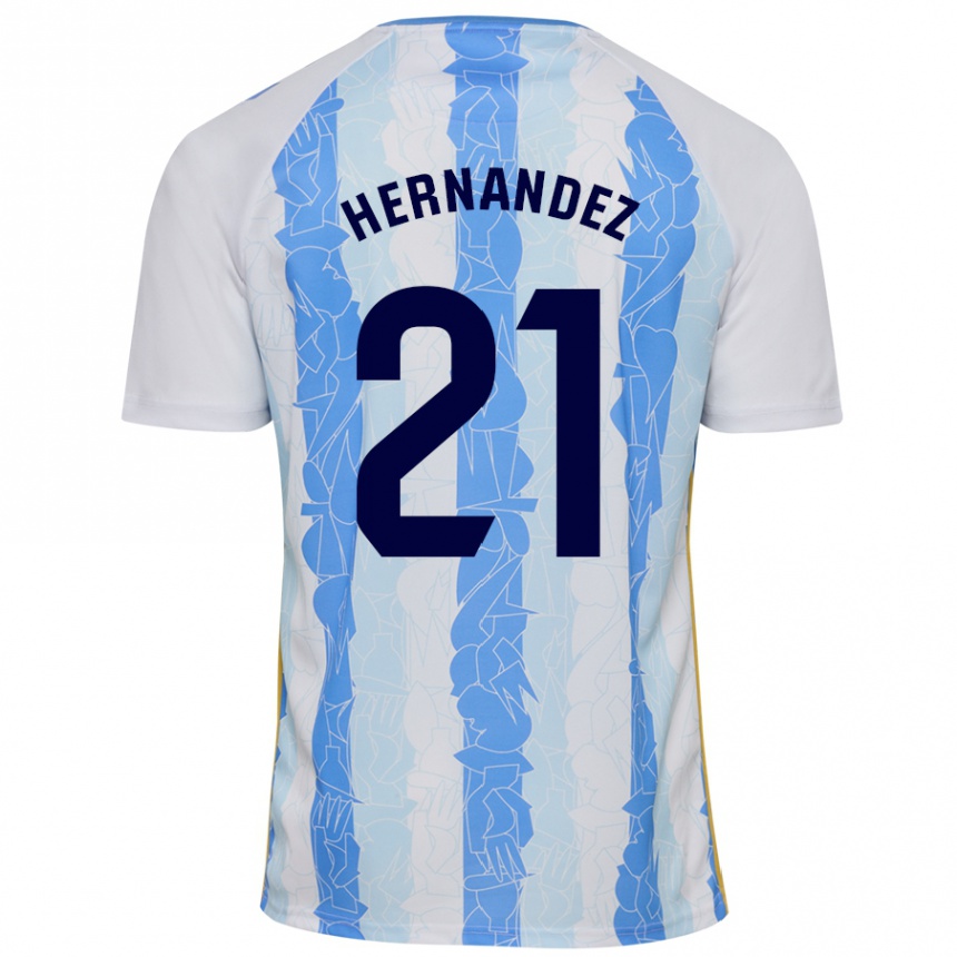 Herren Fußball Juan Hernández #21 Weiß Blau Heimtrikot Trikot 2024/25 T-Shirt Luxemburg