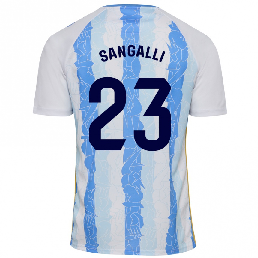 Herren Fußball Luca Sangalli #23 Weiß Blau Heimtrikot Trikot 2024/25 T-Shirt Luxemburg