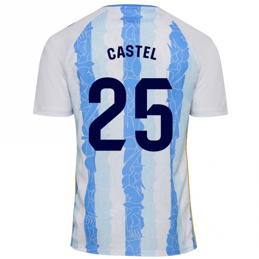 Herren Fußball Sergio Castel #25 Weiß Blau Heimtrikot Trikot 2024/25 T-Shirt Luxemburg