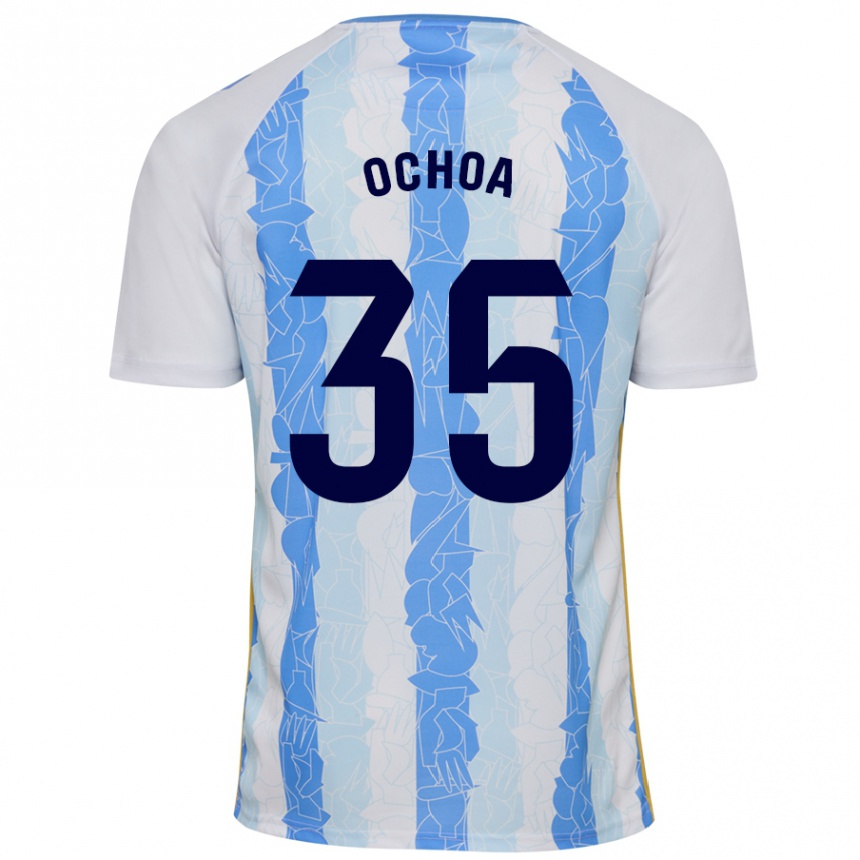 Herren Fußball Aarón Ochoa #35 Weiß Blau Heimtrikot Trikot 2024/25 T-Shirt Luxemburg