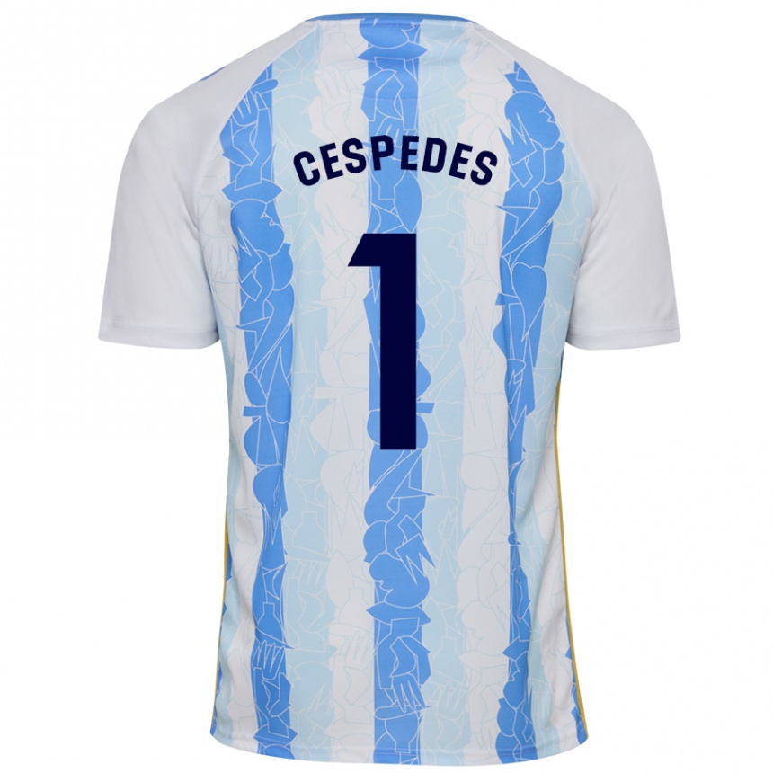 Herren Fußball Andrés Céspedes #1 Weiß Blau Heimtrikot Trikot 2024/25 T-Shirt Luxemburg