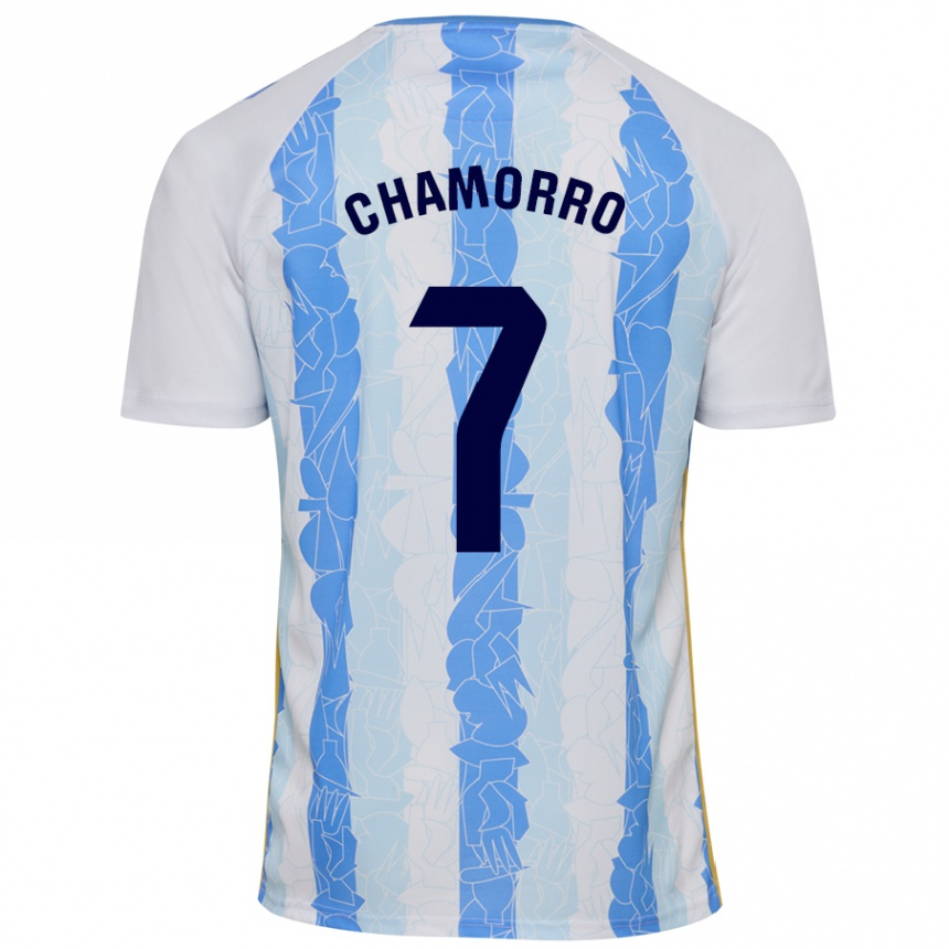 Herren Fußball Alexis Chamorro #7 Weiß Blau Heimtrikot Trikot 2024/25 T-Shirt Luxemburg