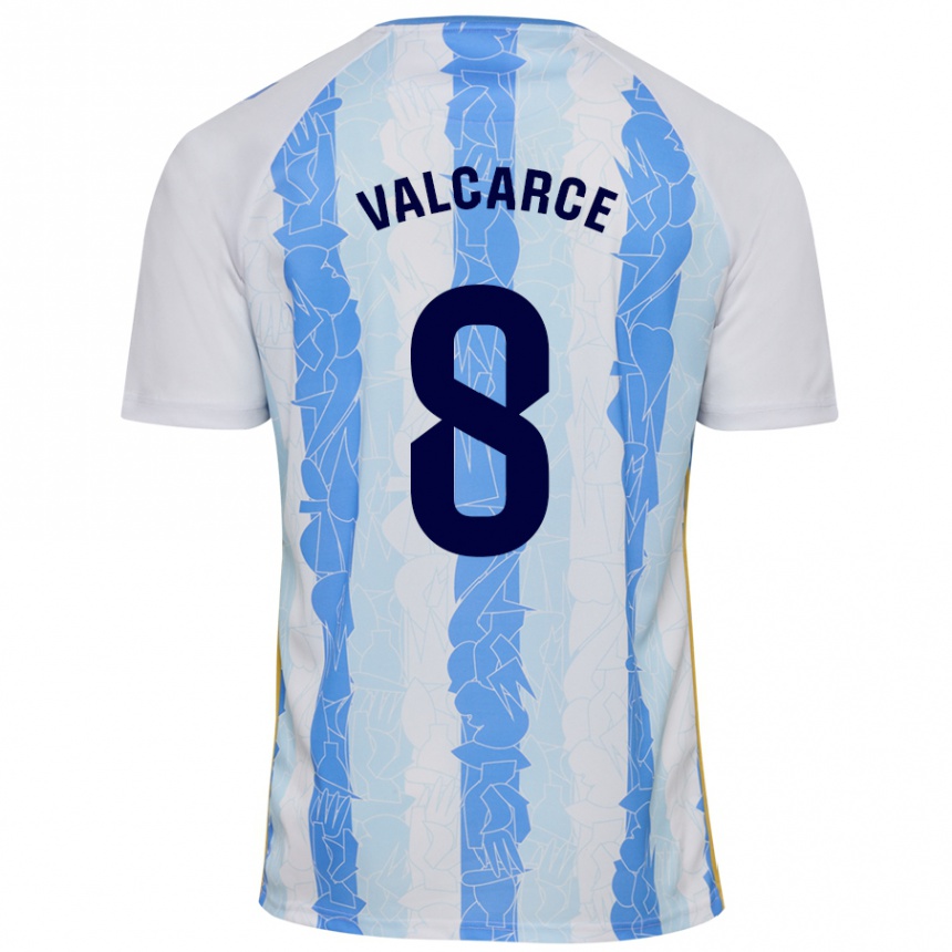 Herren Fußball Alejandro Valcarce #8 Weiß Blau Heimtrikot Trikot 2024/25 T-Shirt Luxemburg