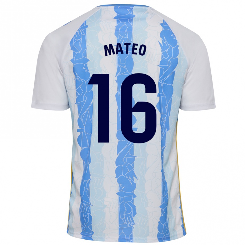 Herren Fußball Ángel Mateo #16 Weiß Blau Heimtrikot Trikot 2024/25 T-Shirt Luxemburg