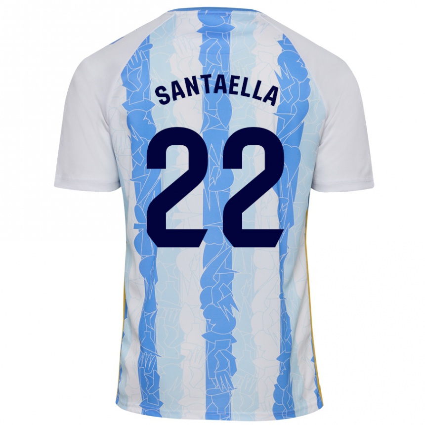 Herren Fußball Miguel Ángel Santaella #22 Weiß Blau Heimtrikot Trikot 2024/25 T-Shirt Luxemburg