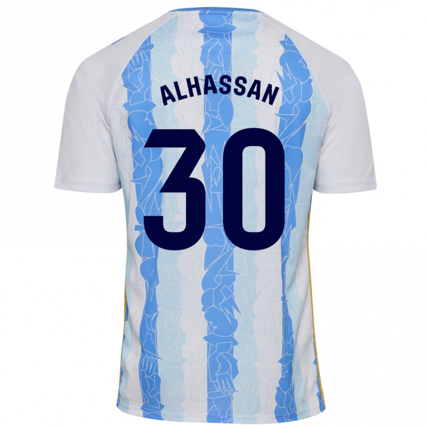 Herren Fußball Mubarak Alhassan #30 Weiß Blau Heimtrikot Trikot 2024/25 T-Shirt Luxemburg