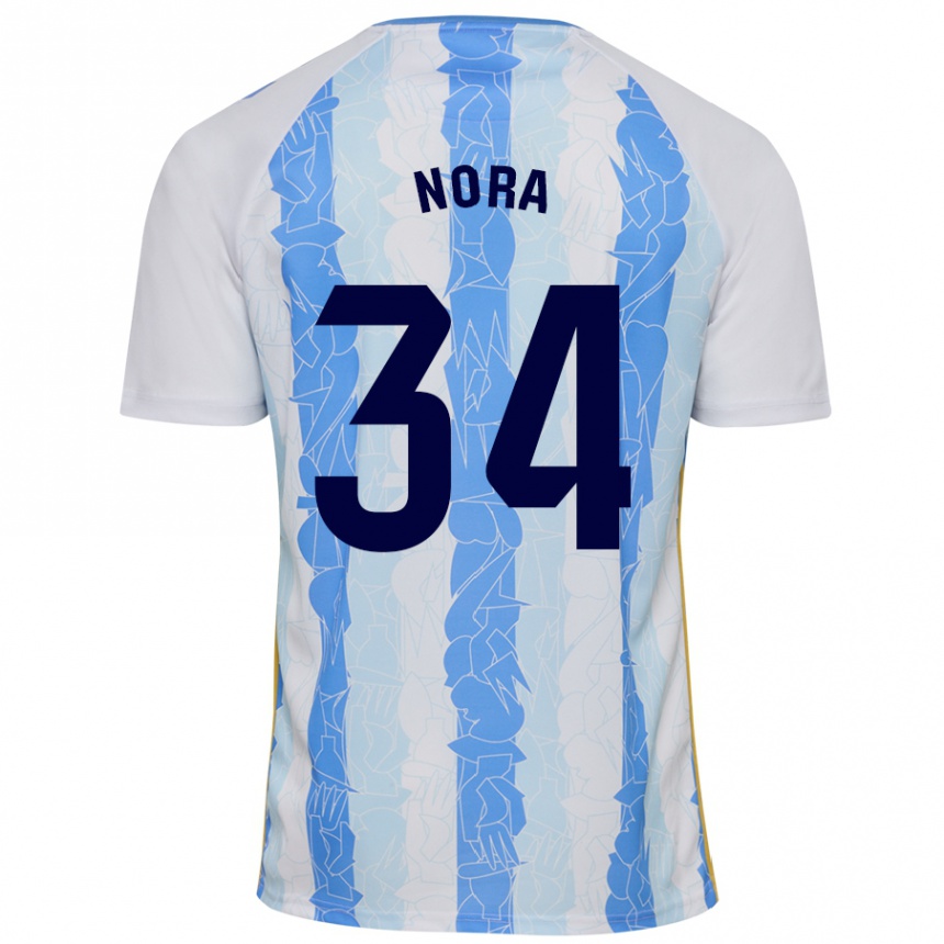 Herren Fußball Nora #34 Weiß Blau Heimtrikot Trikot 2024/25 T-Shirt Luxemburg