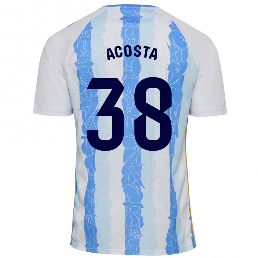 Herren Fußball Judith Acosta #38 Weiß Blau Heimtrikot Trikot 2024/25 T-Shirt Luxemburg