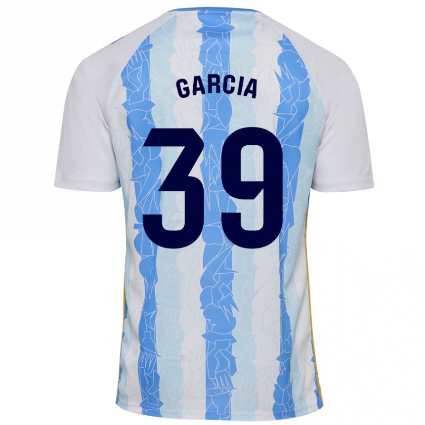 Herren Fußball Claudia García #39 Weiß Blau Heimtrikot Trikot 2024/25 T-Shirt Luxemburg