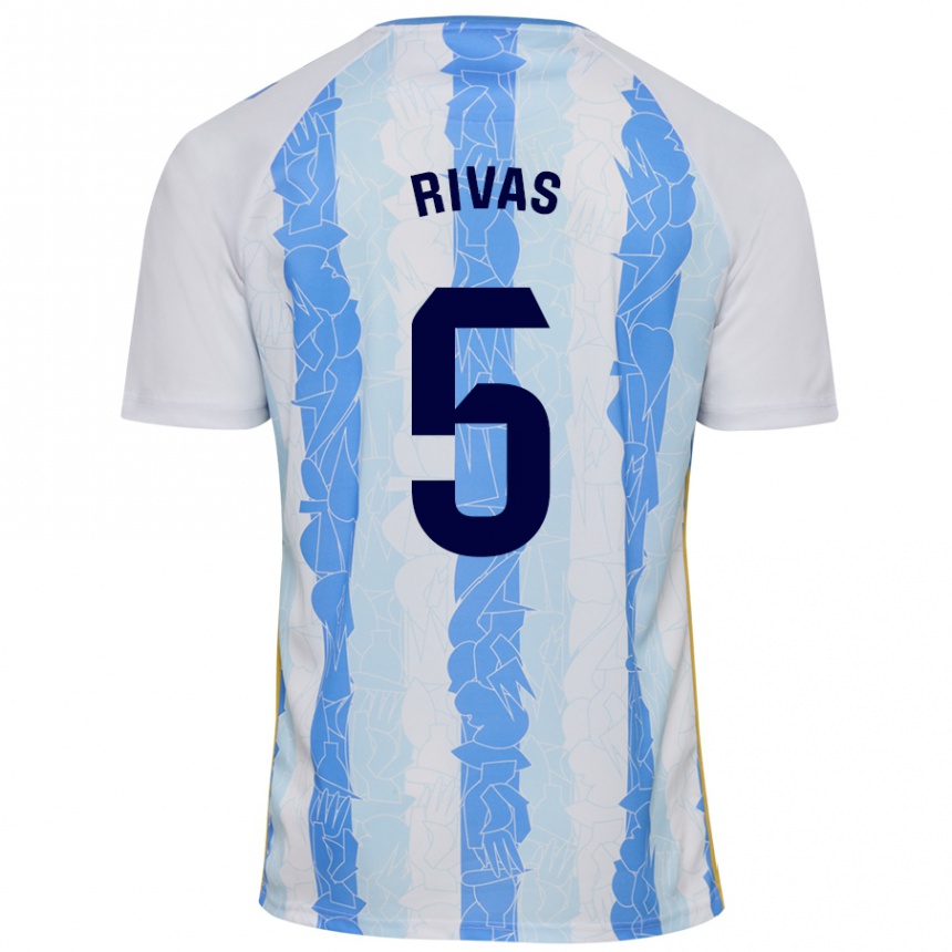 Herren Fußball Juande Rivas #5 Weiß Blau Heimtrikot Trikot 2024/25 T-Shirt Luxemburg