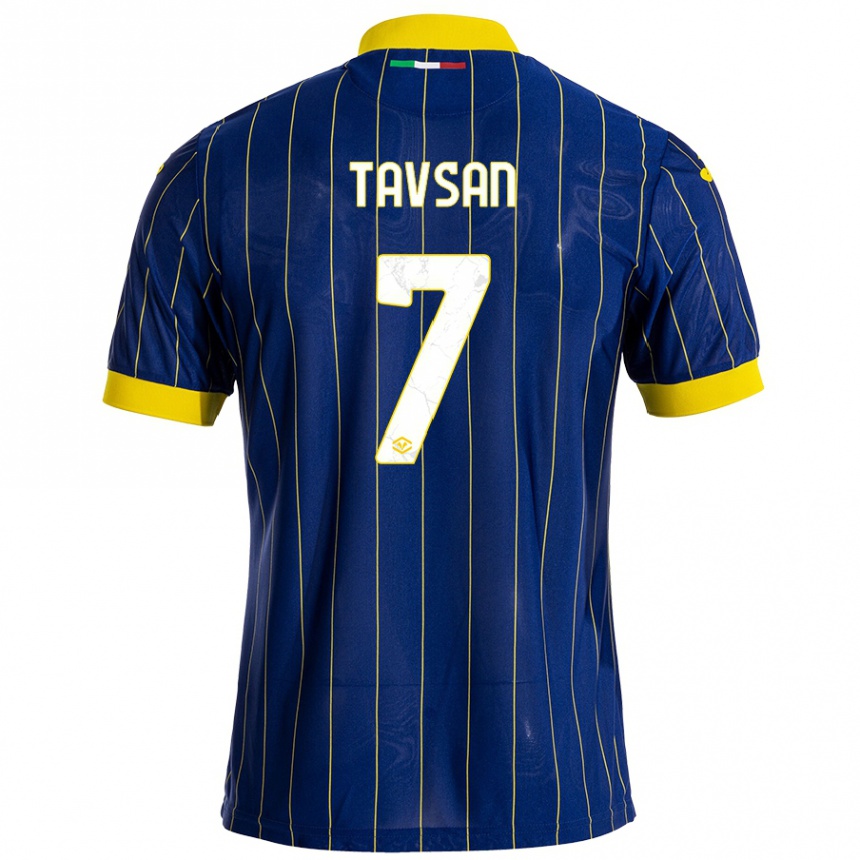 Herren Fußball Elayis Tavsan #7 Blau Gelb Heimtrikot Trikot 2024/25 T-Shirt Luxemburg