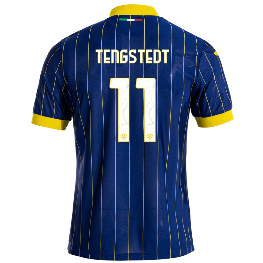 Herren Fußball Casper Tengstedt #11 Blau Gelb Heimtrikot Trikot 2024/25 T-Shirt Luxemburg