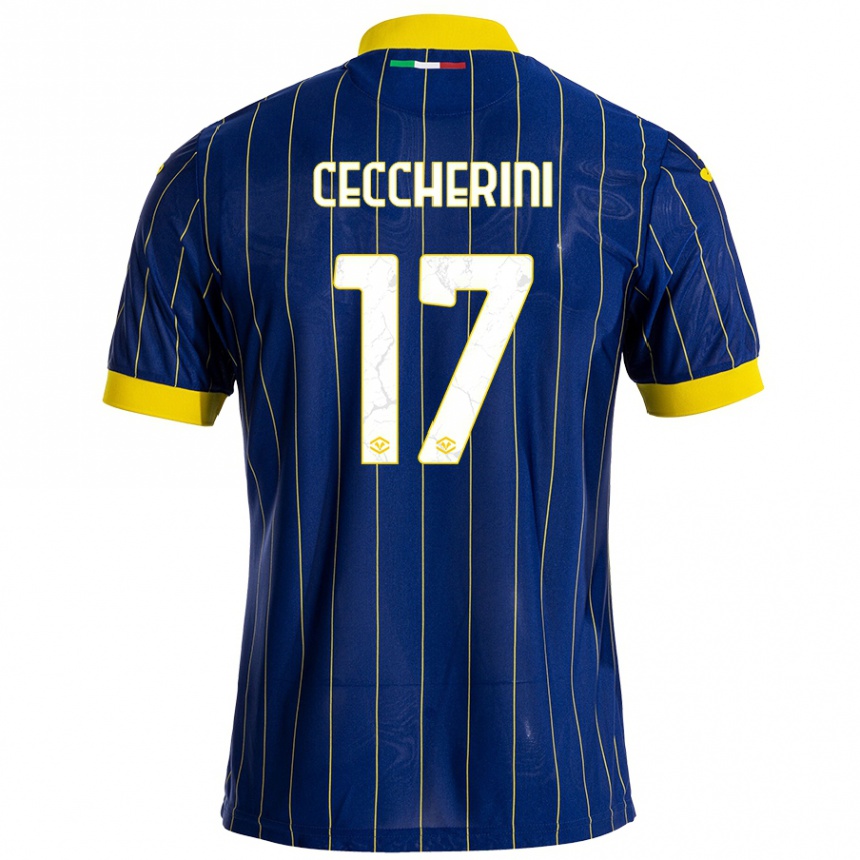 Herren Fußball Federico Ceccherini #17 Blau Gelb Heimtrikot Trikot 2024/25 T-Shirt Luxemburg