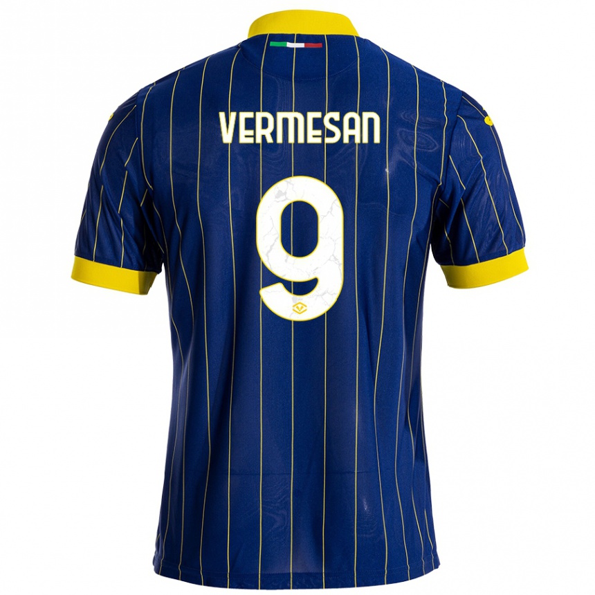 Herren Fußball Ioan Vermesan #9 Blau Gelb Heimtrikot Trikot 2024/25 T-Shirt Luxemburg