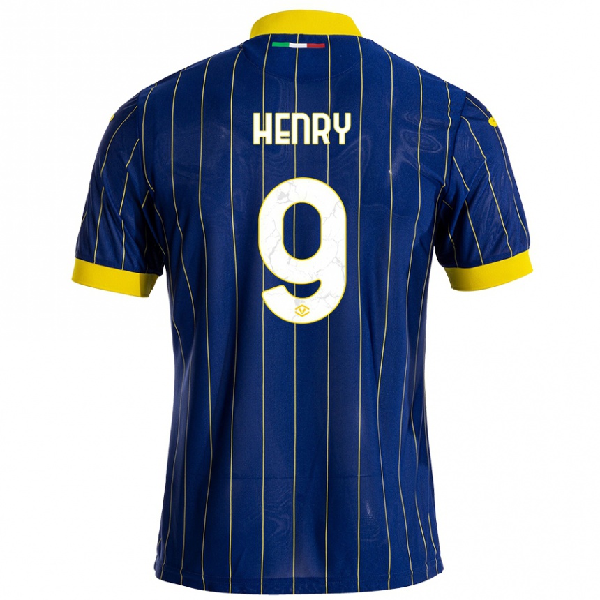 Herren Fußball Thomas Henry #9 Blau Gelb Heimtrikot Trikot 2024/25 T-Shirt Luxemburg