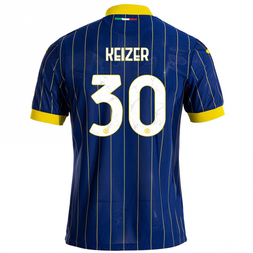 Herren Fußball Fanny Keizer #30 Blau Gelb Heimtrikot Trikot 2024/25 T-Shirt Luxemburg