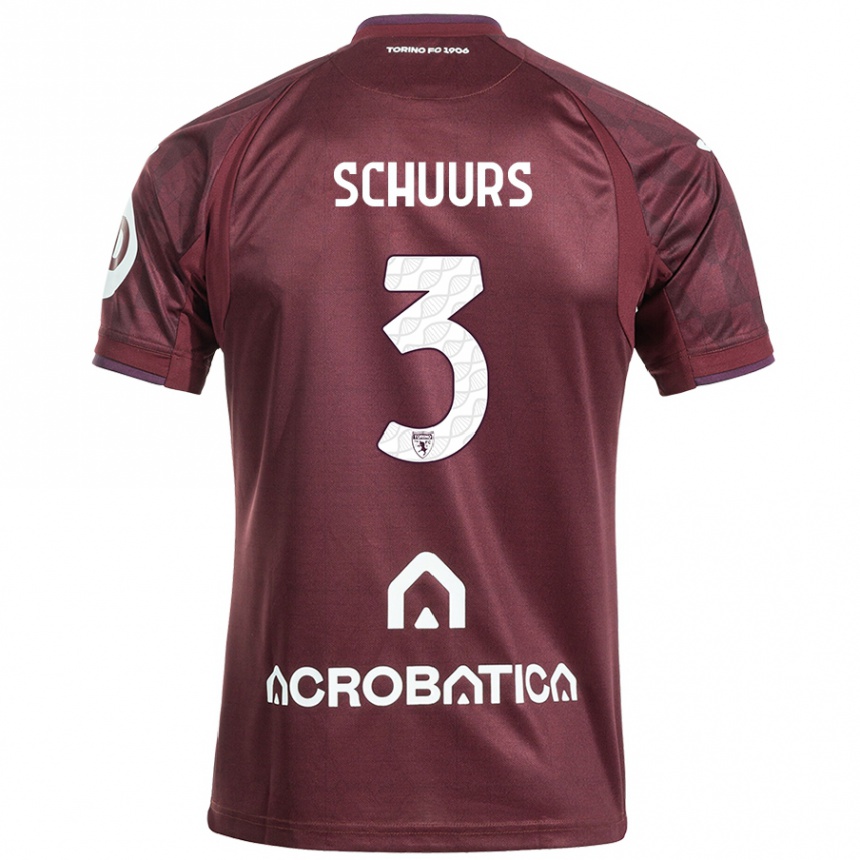 Herren Fußball Perr Schuurs #3 Kastanienbraun Weiß Heimtrikot Trikot 2024/25 T-Shirt Luxemburg