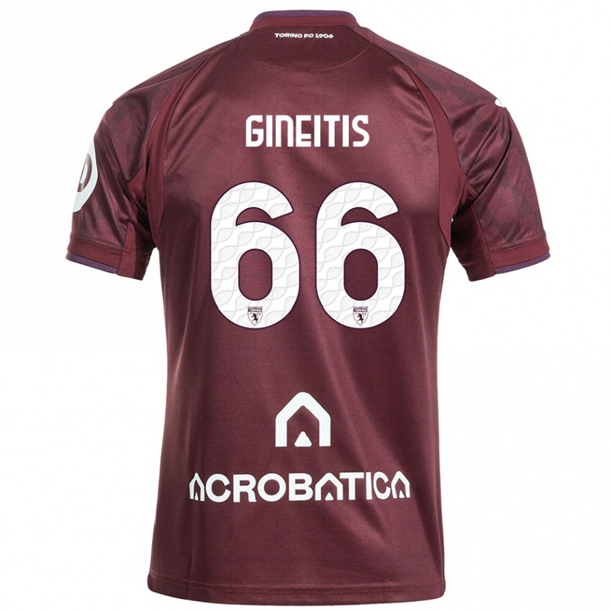 Herren Fußball Gvidas Gineitis #66 Kastanienbraun Weiß Heimtrikot Trikot 2024/25 T-Shirt Luxemburg