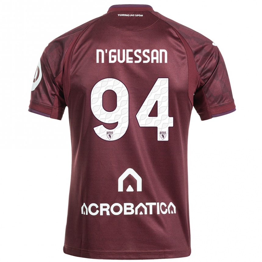 Herren Fußball Ange Caumenan N'guessan #94 Kastanienbraun Weiß Heimtrikot Trikot 2024/25 T-Shirt Luxemburg