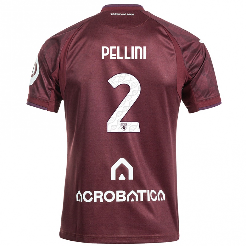 Herren Fußball Mattia Pellini #2 Kastanienbraun Weiß Heimtrikot Trikot 2024/25 T-Shirt Luxemburg