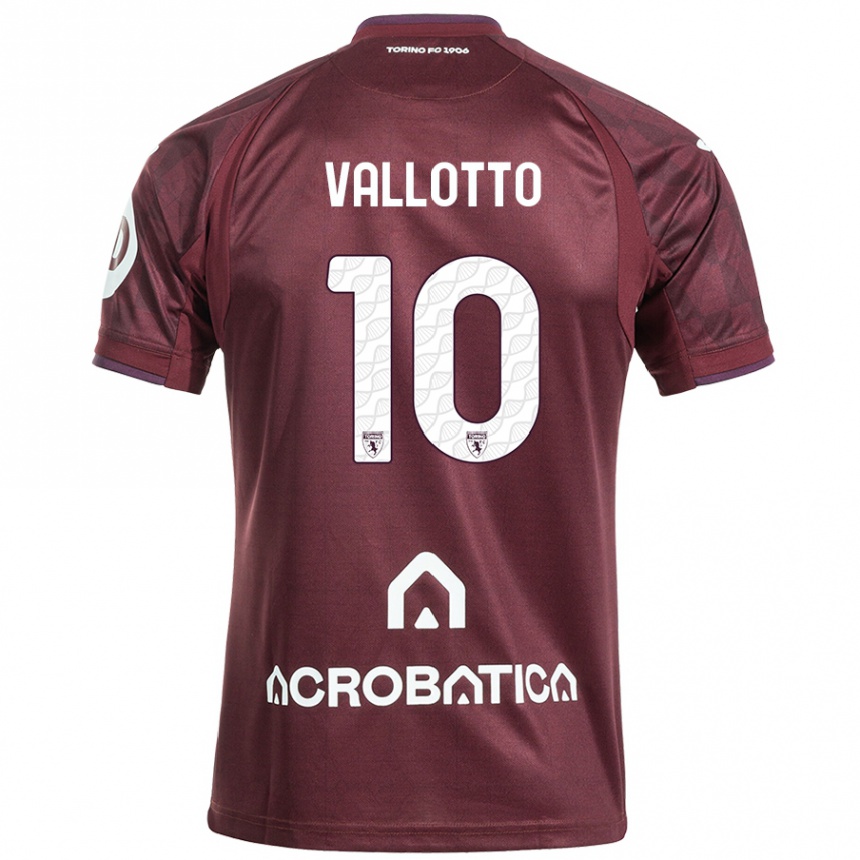 Herren Fußball Greta Vallotto #10 Kastanienbraun Weiß Heimtrikot Trikot 2024/25 T-Shirt Luxemburg